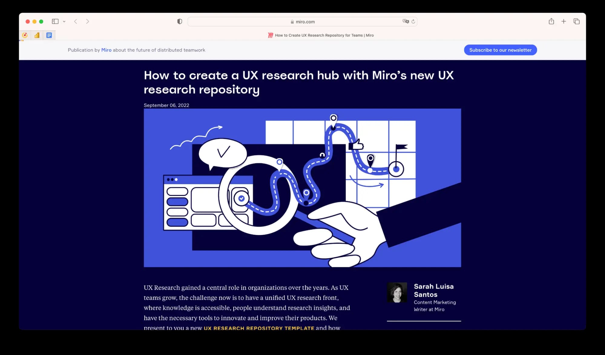 Статья в блоге Miro о том, как использовать сервис для проведения UX-исследований. Там еще много подобных статей, направленных на суперузкую аудиторию