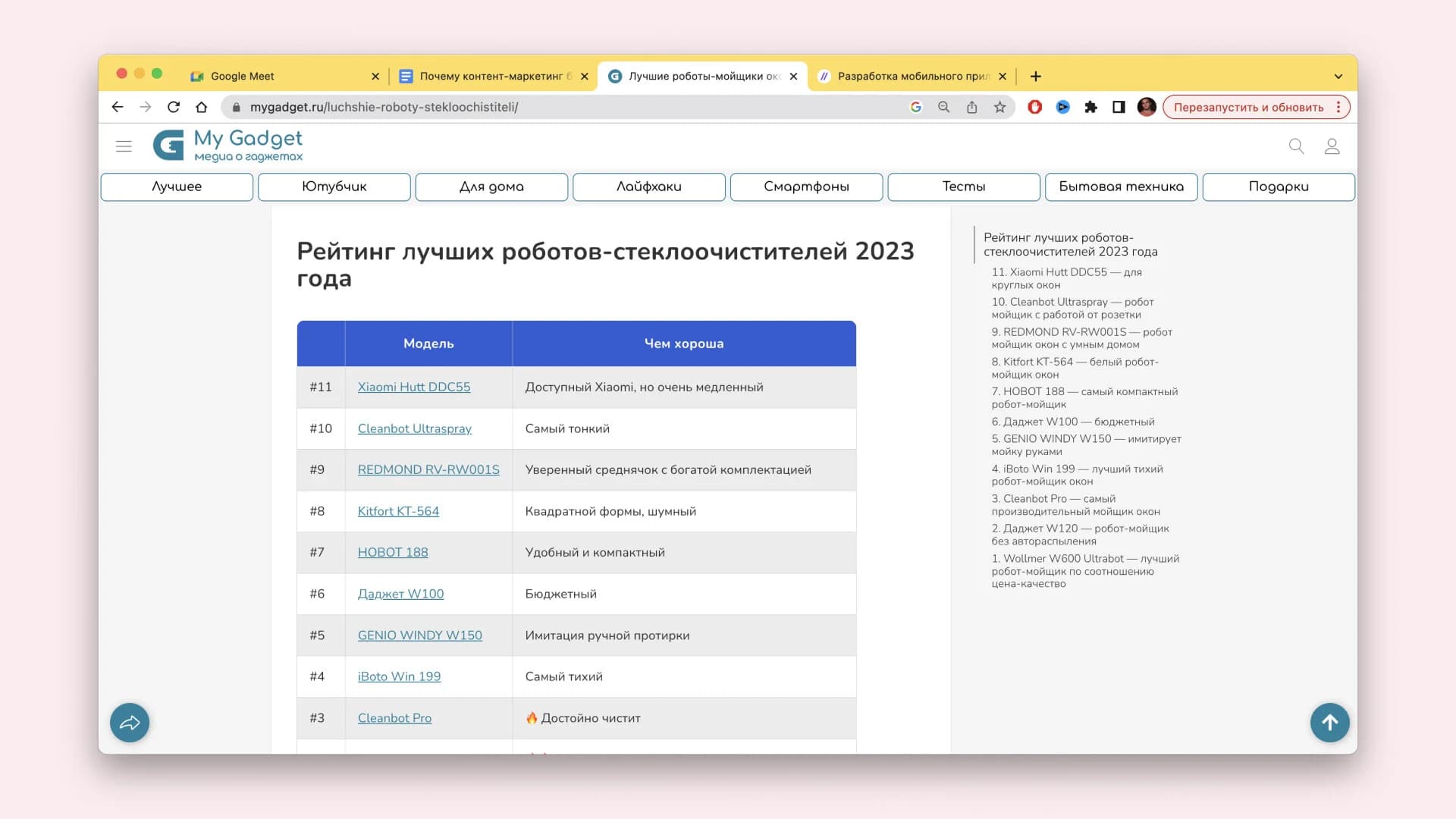 Пример MyGadget